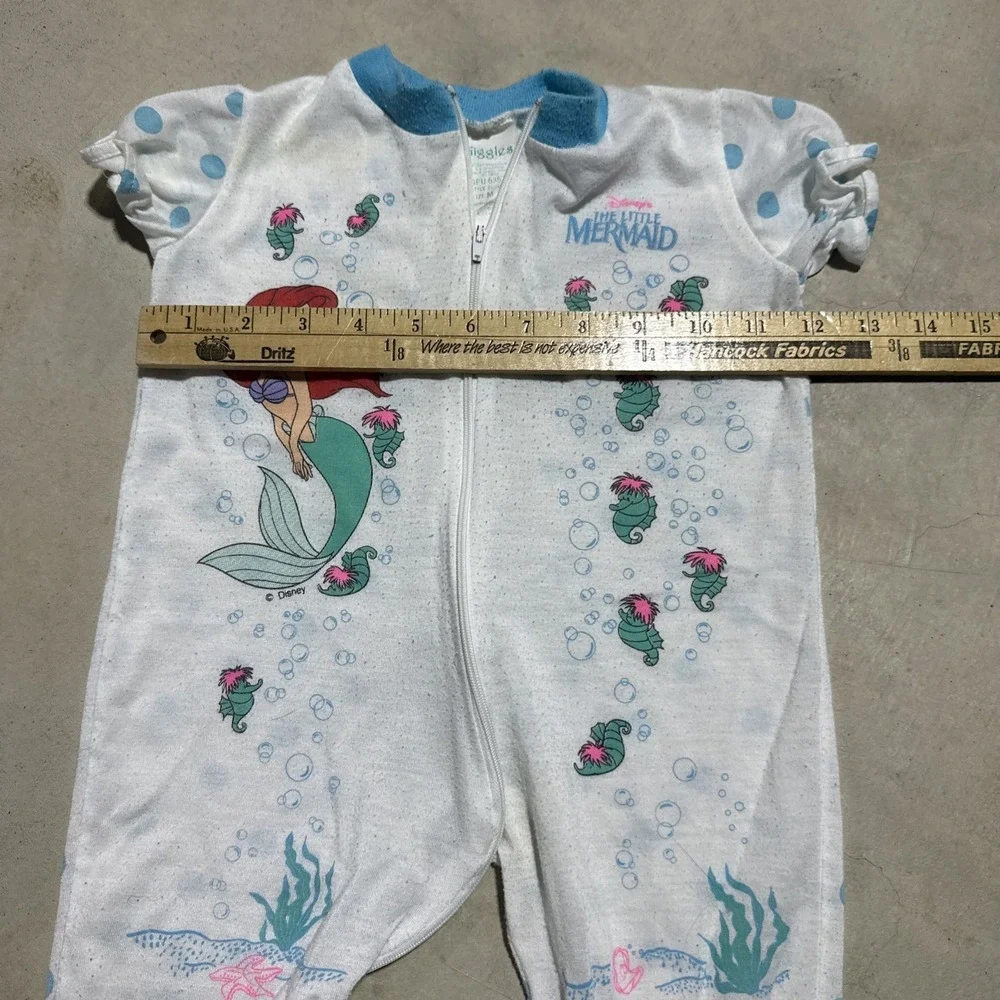 Vintage Disney Little Mermaid Girl Zipper Pajama Ariel Y2K Vintage SZ M Toddler
